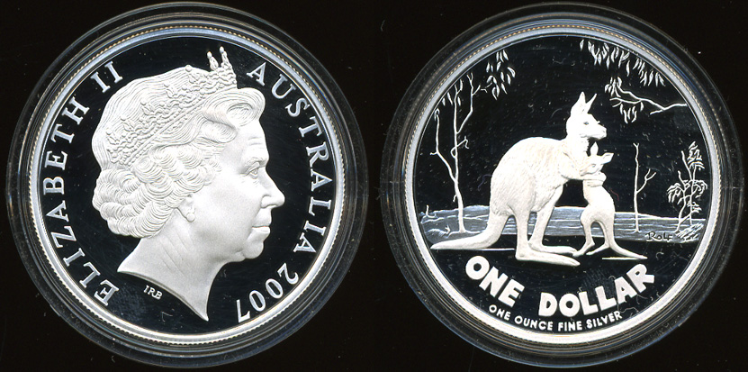 Монета из серебра австралийский кенгуру